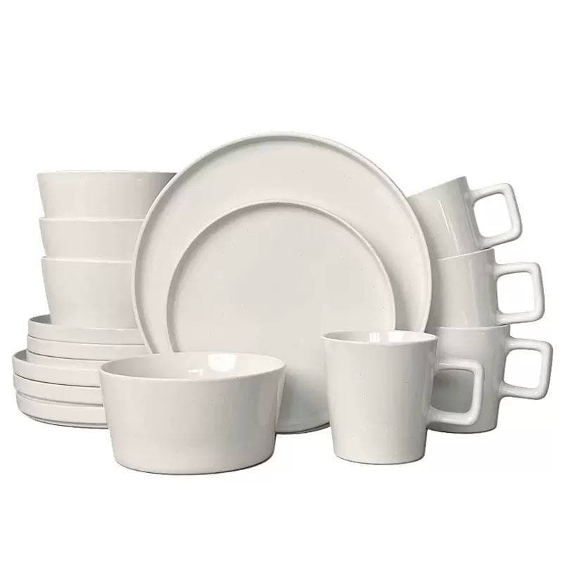 16PCS LUXURY CERAMIC STONEWARE DINNERWARE SET — HIGH QUALITY SUPER SOLID 💯% (WHITE)